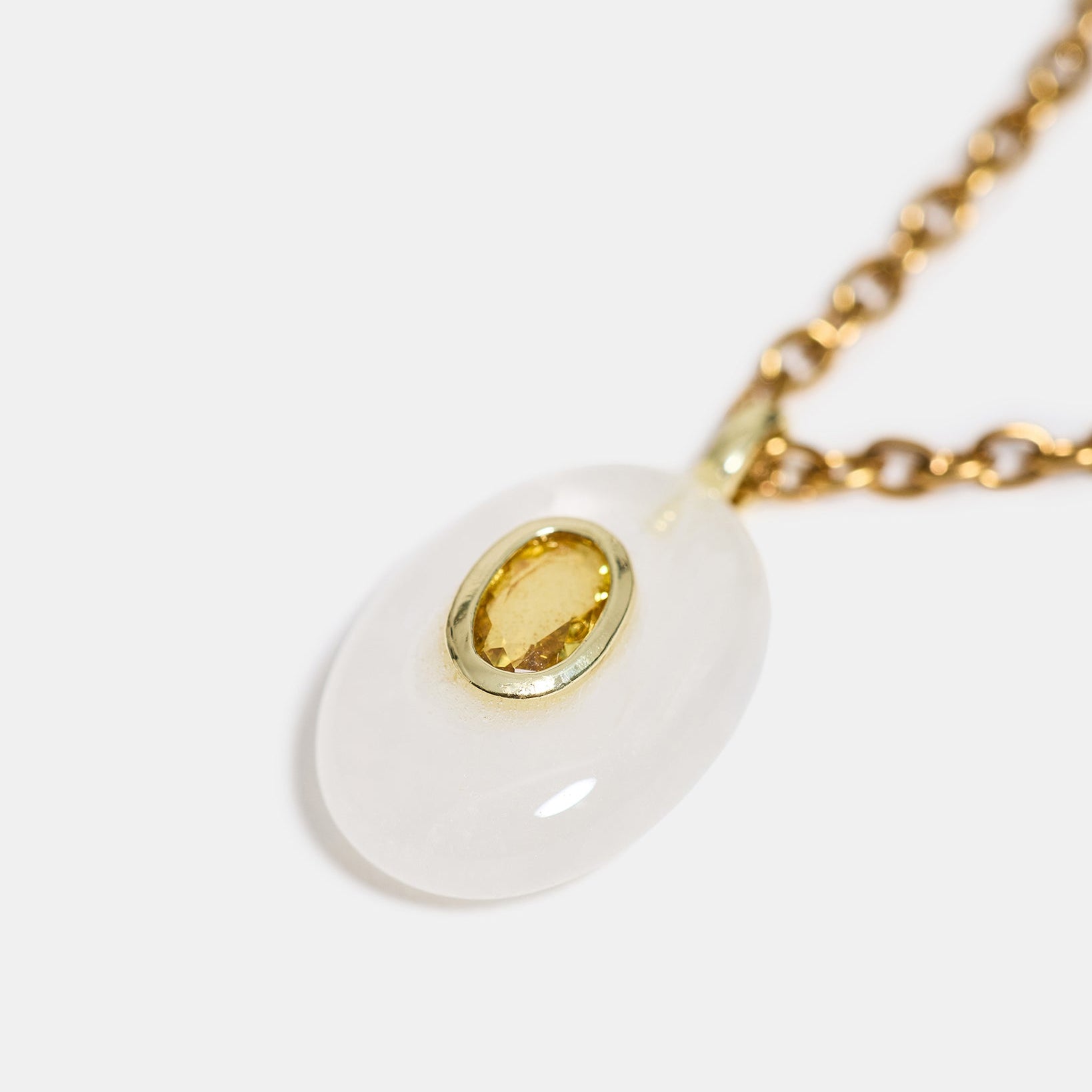 Moon Tide Crystal Quartz Oval Pendant Necklace