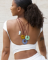 Model wearing lapis lazuli cord necklace